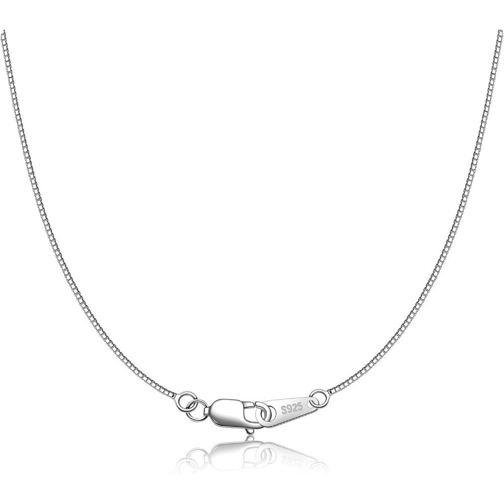 925 Sterling Silver Chain Necklace for Women 0.8mm Box Chain, Italian Necklace C